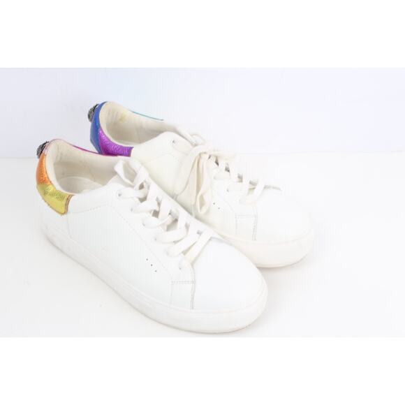 Kurt Geiger London Laney Eagle White Leather Sneakers Size 39 Metallic Rainbow - Picture 10 of 16